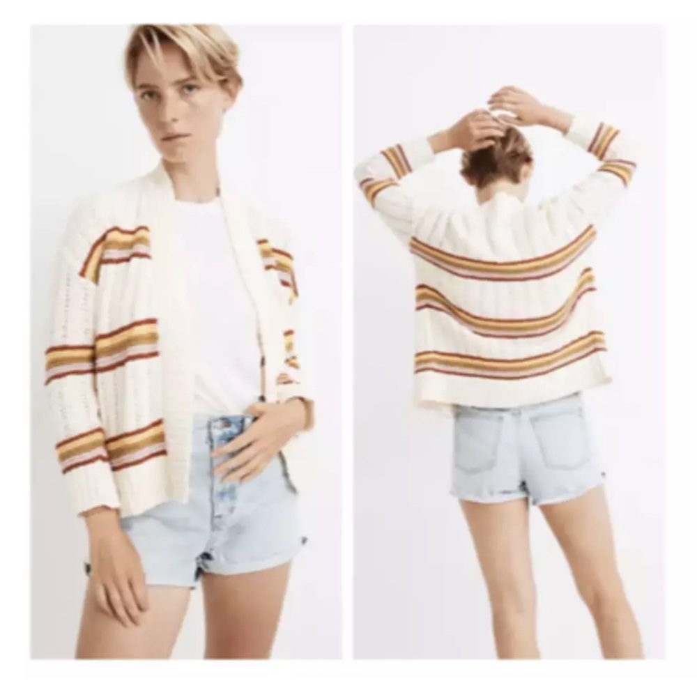 Madewell Striped Cotton Blend Cardigan Size L